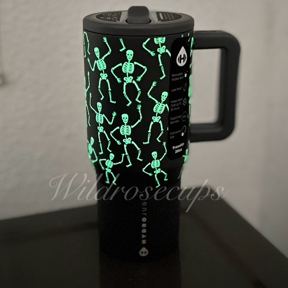 Hydrojug DEAD SERIOUS Skeletons Glow in the Dark 32 Oz & 20 oz Traveler NWT - Picture 3 of 7